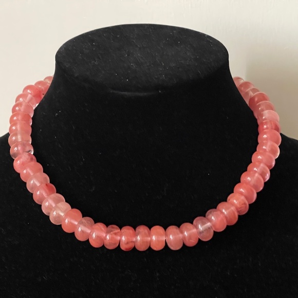 Ann Taylor Necklace Pink Glass Beads, toggle clasp - Picture 2 of 6